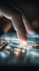 finger pressing digital screen