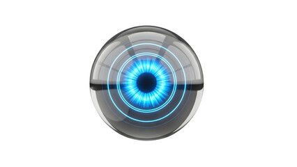 Futuristic AI Cybernetic Eye with Glowing Blue Iris and Digital Sensor