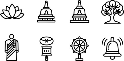 Buddhist Icons for Parinirvana Day vector illustration