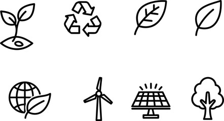 National Green Week eco-friendly icon set with plant, recycle and globe