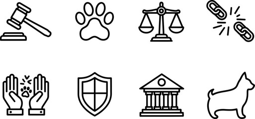 National Justice for Animals Week icons vector set
