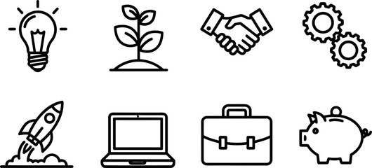 Business icons for National Entrepreneurship Week vector pack