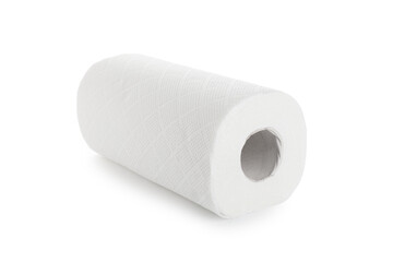 Fototapeta premium Roll of paper towels on white background