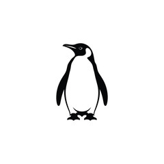 Obraz premium Black and white penguin silhouette standing on ice