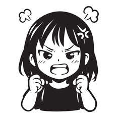 Wściekła dziewczyna anime twarz wektorowa © !UNTEN S.G.