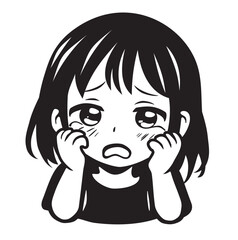 Smutna dziewczyna anime twarz wektorowa © !UNTEN S.G.