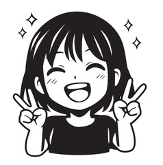 Szczęśliwa dziewczyna anime twarz wektorowa © !UNTEN S.G.