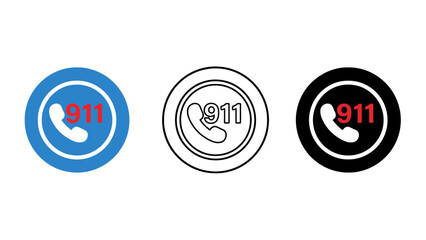 911 emergency icons set for quick access and safety