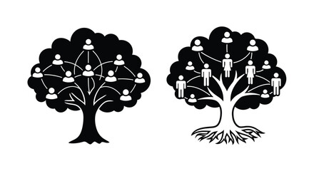 Two trees with people in their branches a striking silhouette © MDEmon