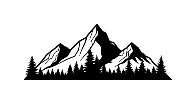 Minimalist Mountain Landscape Vector Art