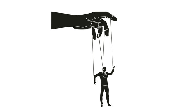 Puppet vector illustration of a man controlled by a hand