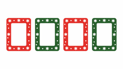 Obraz premium Four square frames are displayed alternating between red and green each decorated with small white snowflake like patterns around their edges high quality professional detailed modern