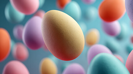 yellow easter egg on blue background