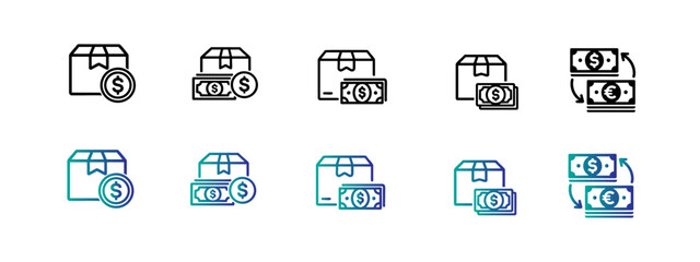 Cash on Delivery, Payment, and Currency Exchange Icons Set