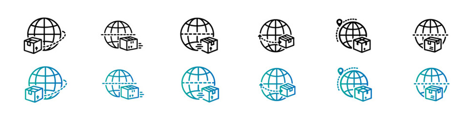 Global Shipping and Delivery Line Icons Collection