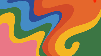 Obraz premium A vibrant and abstract composition features swirling overlapping bands of bright colors including yellow blue orange green and pink high quality professional detailed modern elegant stylish