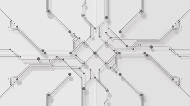 An abstract representation of a circuit board displays interconnected lines and nodes against a bright neutral gray background high quality professional detailed modern elegant stylish clean