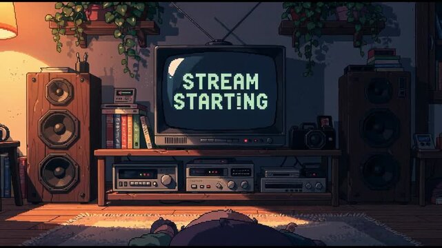 stream starting soon screen, overlay loop, animated virtual backgrounds, cozy lo-fi streamer streaming starting soon, vtuber asset twitch zoom OBS, anime chill hip hop.