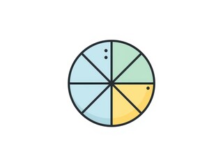 Fototapeta premium A pie chart divided into six equal segments with varying colors and patterns.