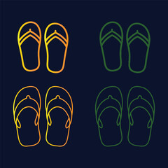 Set of Four Flip Flop Icons Orange and Green