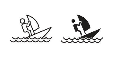 Obraz premium Windsurf icon in line design. editable stroke icons pack