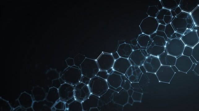 Abstract hexagon pattern background representing molecular structure and genetic research, futuristic chemical engineering concept for healthcare innovation, medical science technology design and biot