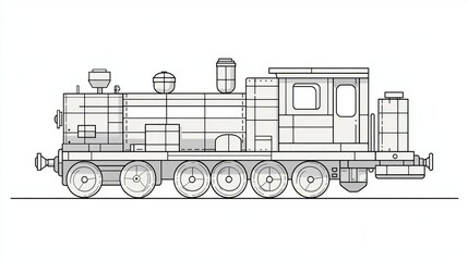 Whimsical Cartoon Illustration of a Playful Toy Train Chugging Along a Colorful Railroad Track