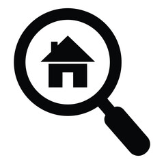 Magnifying glass with house icon for search concept  real estate and property icon