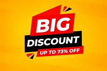 Naklejka premium A vibrant advertisement featuring a big discount offer up to seventy three percent off.