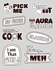 Obraz premium Trendy sticker set of gen z slang and catchphrases
