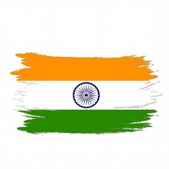 Abstract Indian Flag Background with Artistic Saffron and Green Brush Strokes