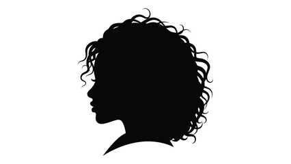 Silhouette of a woman with curly hair and a prominent nose profile Vector