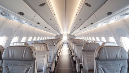 Fototapeta premium Airplane interior passenger cabin