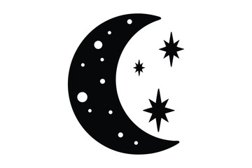 Moon crescent icon, Half moon, crescent with star. Vector illustration