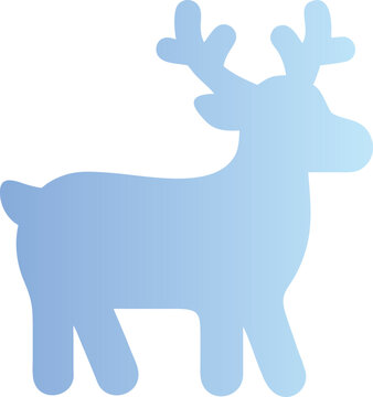 blue gradient deer cartoon illustration with antlers walking in minimal wildlife design