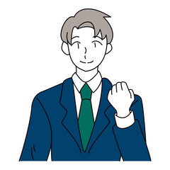 Businessman Raising Fist Upper Body Illustration