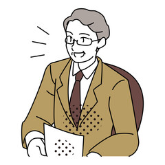 Senior Businessman Holding Document in Meeting Illustration