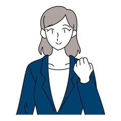 Businesswoman Raising Fist Upper Body Illustration
