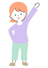 元気に手を振る女の子　イラスト