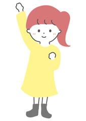 笑顔で手を振る女の子　イラスト