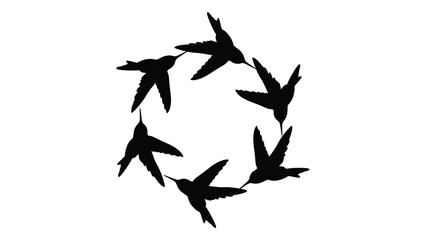 A group of birds in a circular formation against a white background Vector