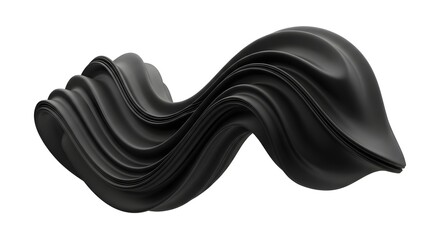 Abstract Black Wave on White Background