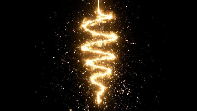 Golden Electric Spiral Energy Following Lightning Strike with Plasma Glow