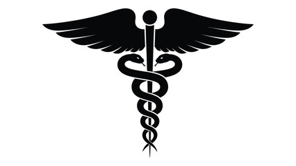The caduceus symbol featuring a winged staff with two intertwined snakes Vector