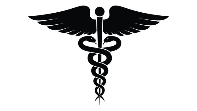 The caduceus symbol featuring a winged staff with two intertwined snakes Vector