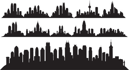 Obraz premium City Skyline Silhouettes in Black and White Background