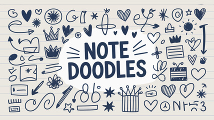 Obraz premium A playful composition of hand drawn doodles and whimsical sketches including hearts stars and the word note prominently displayed high quality professional detailed modern elegant stylish
