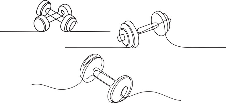 Set of light dumbbells one line art.one line icon illustration with white background