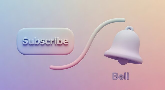 Subscribe button and bell icon on gradient background
