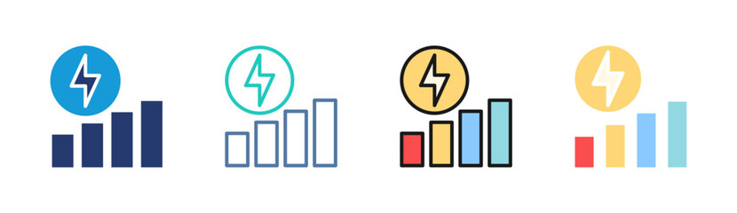 Energy Chart icon set multiple style collection
